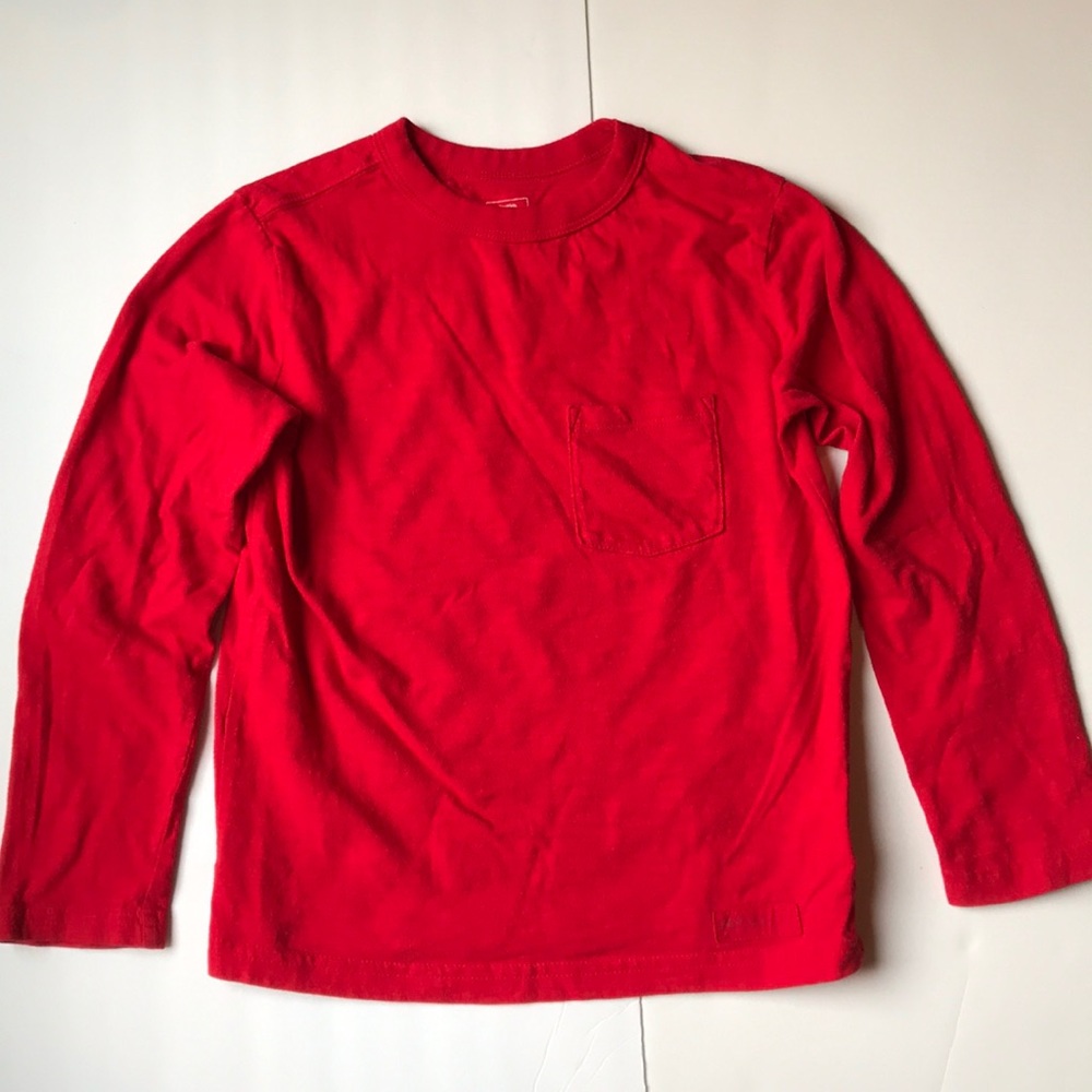 GAP kids S 6-7 RED long sleeve t shirt top holiday Christmas